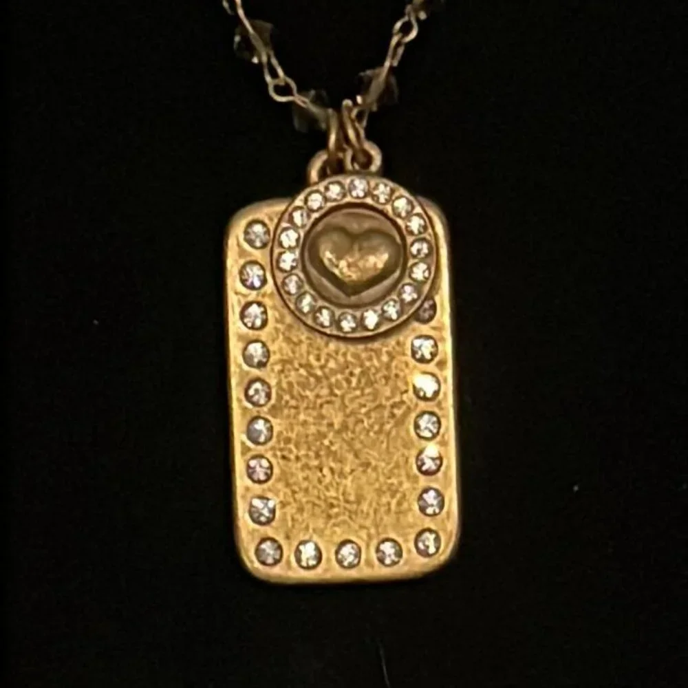 Gold-Tone Triple Layer Necklace with Heart & Disc Charms